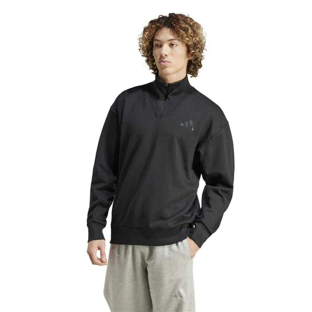 Men’s Sweatshirt without Hood Adidas All Szn Fleece 1/4 Zip Crew Black
