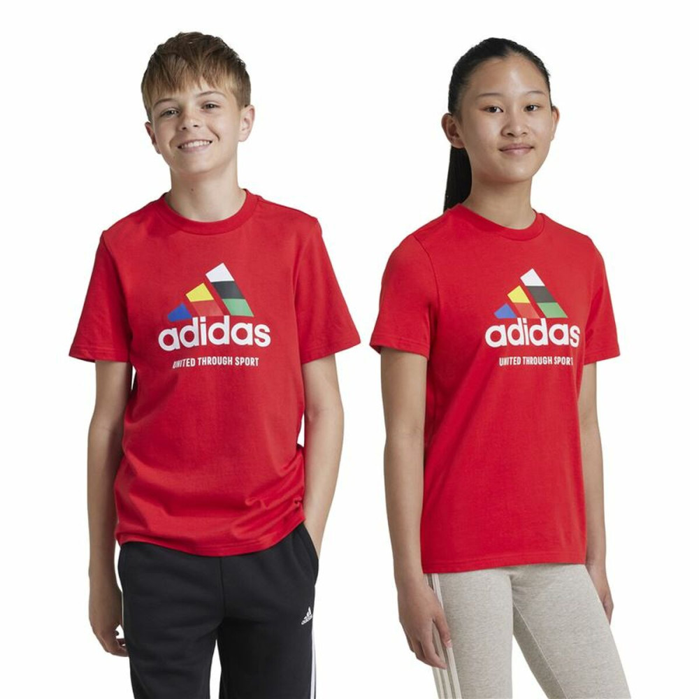 Unisex Short Sleeve T-Shirt Adidas Tiro Nations Pack Graphic Red