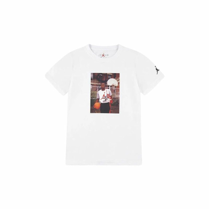 Children’s Short Sleeve T-Shirt Jordan Jdb Mj Brand Photo Ss Crew White