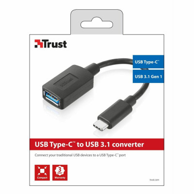 USB A to USB C Cable Trust 20967                Black