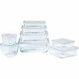 Set of Stackable Hermetically-sealed Kitchen Containers Pyrex Cook & Freeze Transparent 8 Pieces