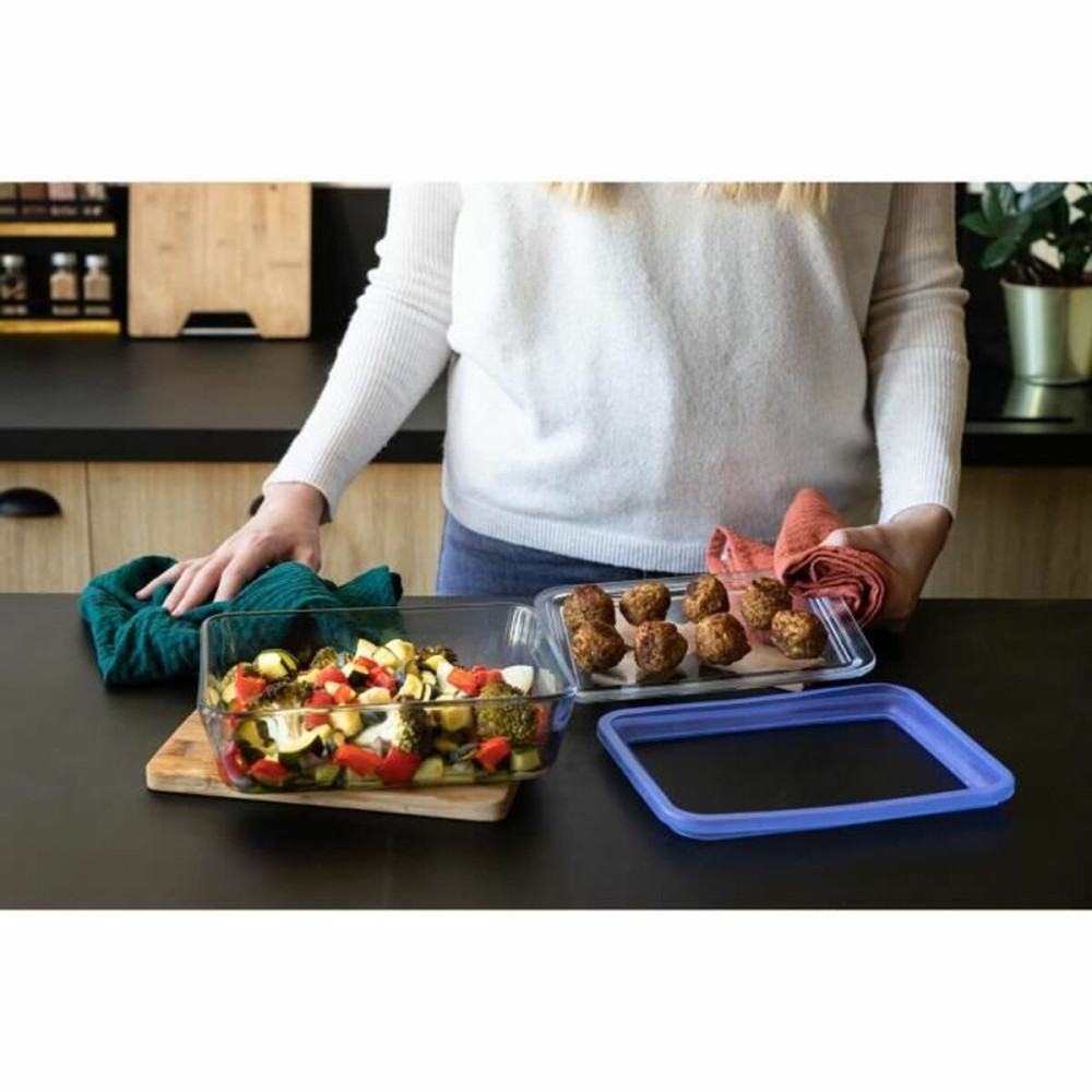 Set of lunch boxes Pyrex Blue Transparent 800 ml 3 Pieces