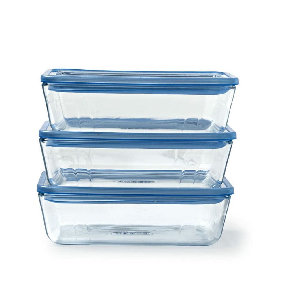 Set of lunch boxes Pyrex Blue Transparent 800 ml 3 Pieces