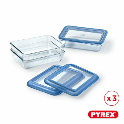 Set of lunch boxes Pyrex Blue Transparent 800 ml 3 Pieces