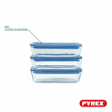 Set of lunch boxes Pyrex Blue Transparent 800 ml 3 Pieces
