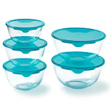 Set of lunch boxes Pyrex Transparent Turquoise 5 Pieces