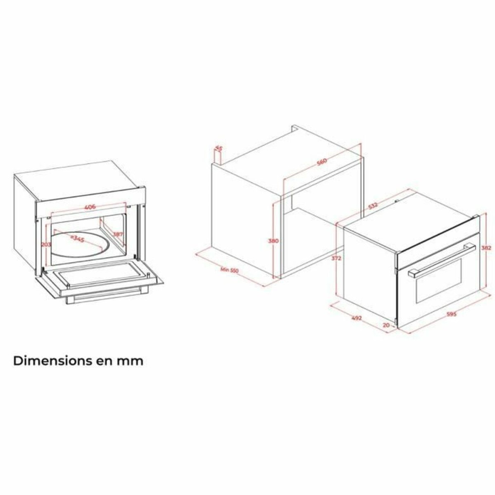 Built-in microwave Continental Edison CEMO34CEB3 Black 1450 W 34 L