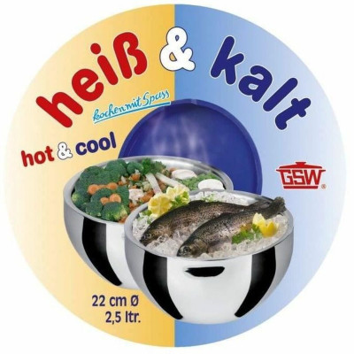 Salad Bowl GSW GSW 30 cm 5,5 L Silver Stainless steel Thermal