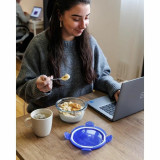 Set of Stackable Hermetically-sealed Kitchen Containers Pyrex Blue 0,7 L 3 Pieces