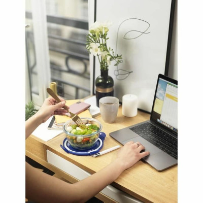 Set of Stackable Hermetically-sealed Kitchen Containers Pyrex Blue 0,7 L 3 Pieces