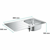 Sink with One Basin Grohe 31552SD1 Grey