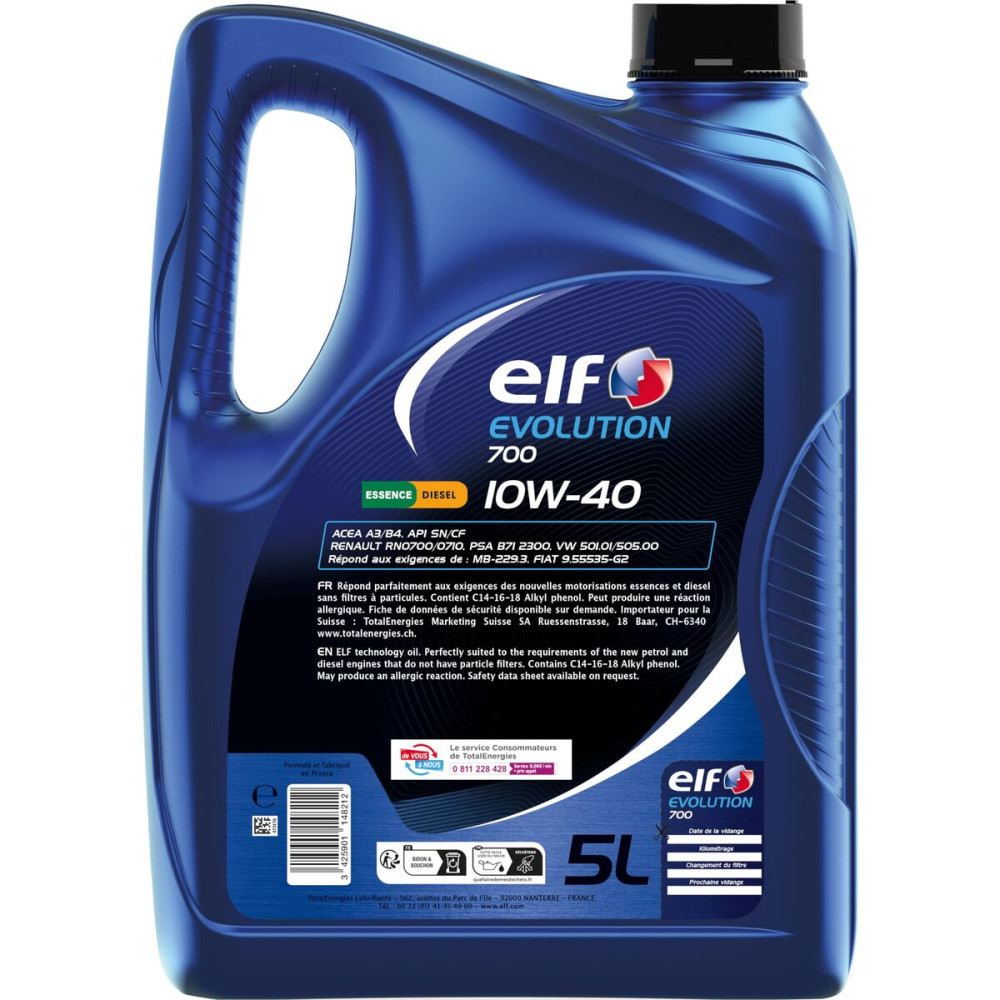 Car Motor Oil Elf Evolution 700 10W40 5 L
