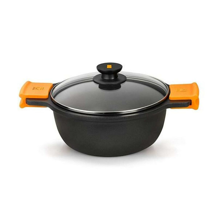 Casserole with glass lid BRA A270328 Black Ø 28 cm