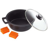 Casserole with glass lid BRA A270328 Black Ø 28 cm