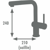 Mixer Tap Edouard Rousseau SQUARE Black Stainless steel C-shaped