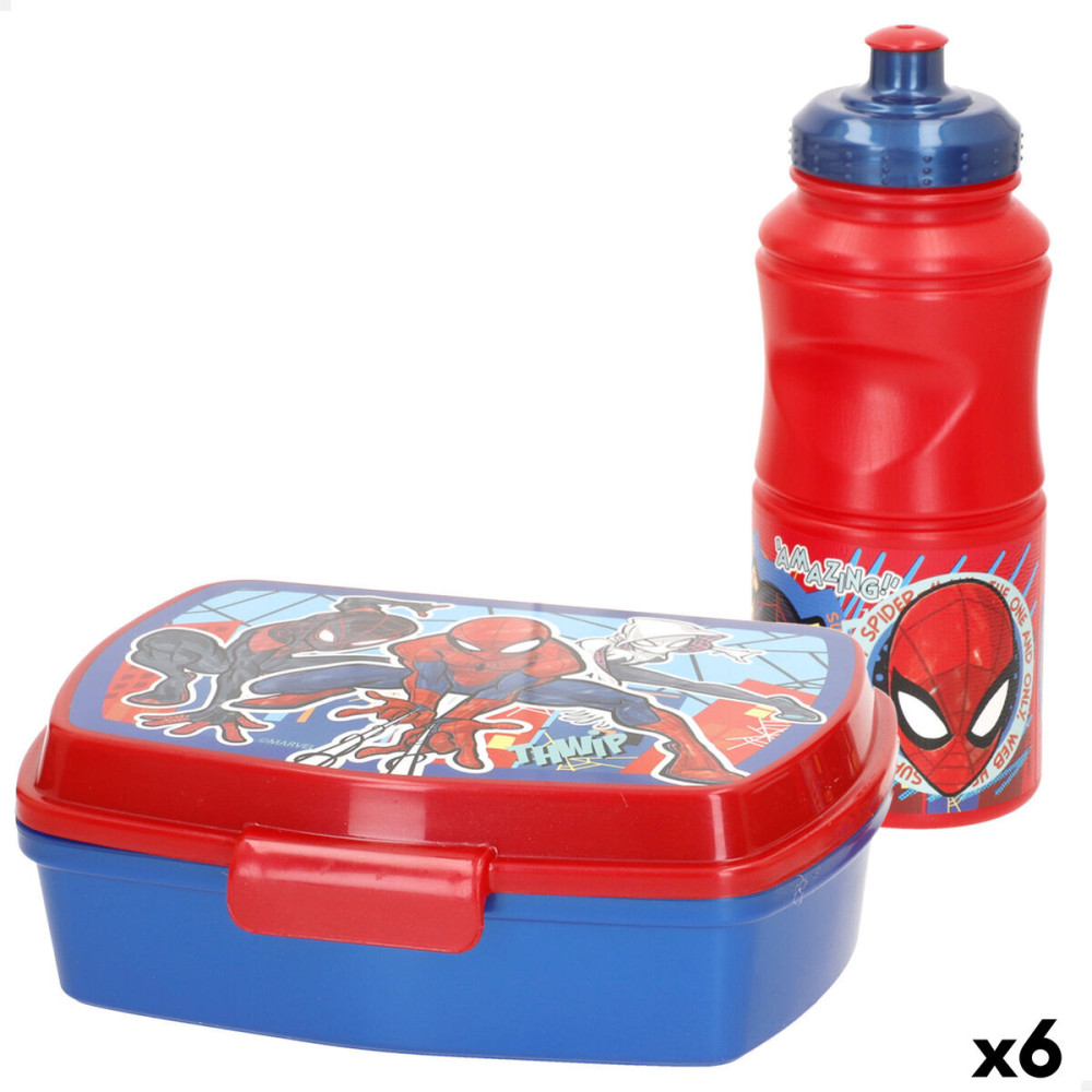 Lunchbox with Accessories Spider-Man Plastic 380 ml 17 x 5,5 x 13,5 cm (6 Units)