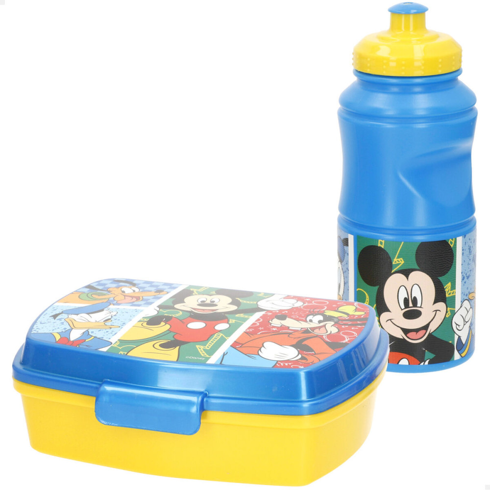 Lunchbox with Accessories Mickey Mouse Plastic 380 ml 17 x 5,5 x 13,5 cm (6 Units)