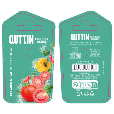 Strainer Quttin Black Metal Ø 10 cm (24 Units)