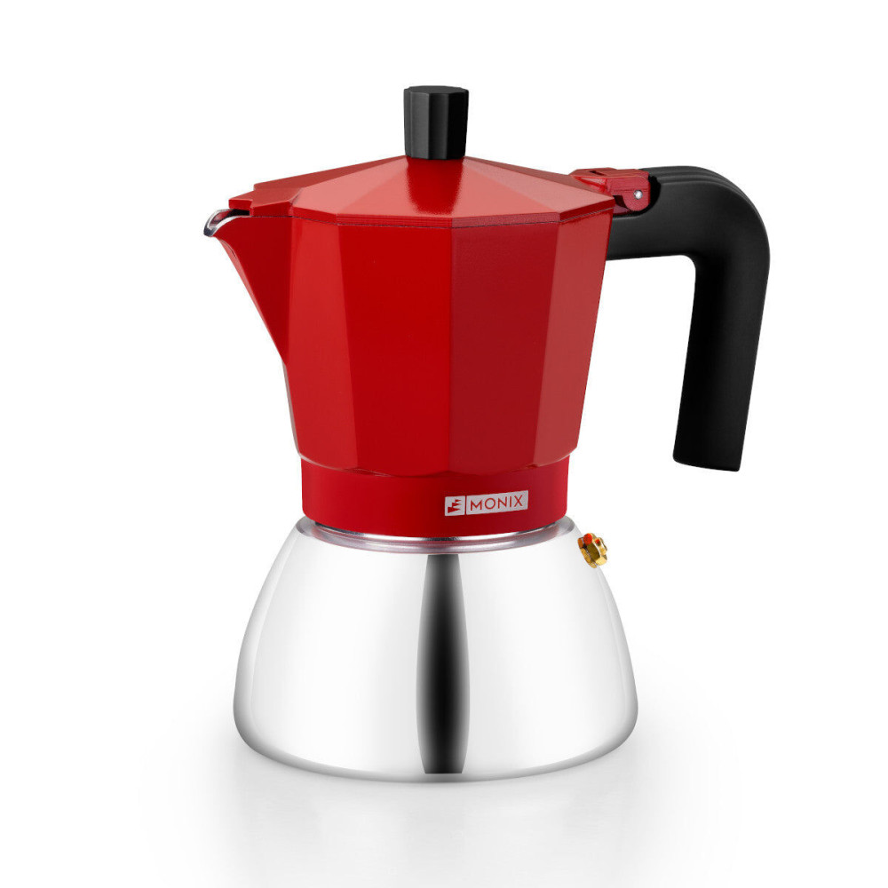 Italian Coffee Pot BRA INOX RED 6T Red Stainless steel 6 Cups