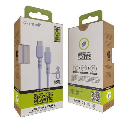 USB-C to USB-C Cable Muvit for Change Lavendar 0,2 m