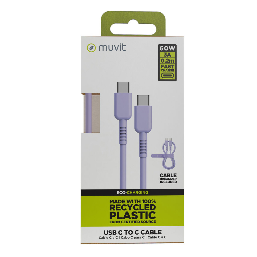 USB-C to USB-C Cable Muvit for Change Lavendar 0,2 m
