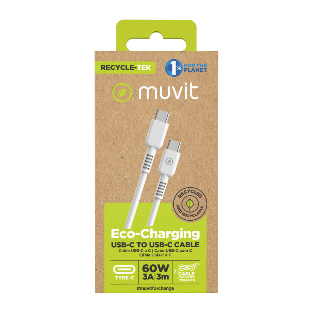 USB-C to USB-C Cable Muvit for Change White 3 m