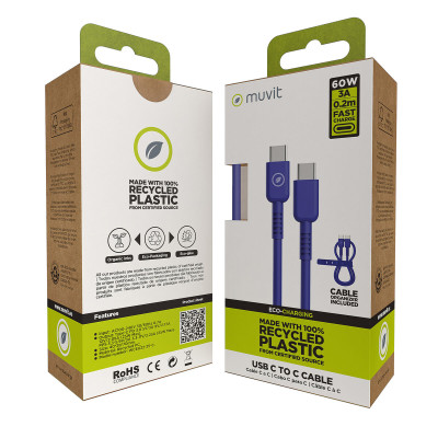 USB-C to USB-C Cable Muvit for Change Blue 0,2 m