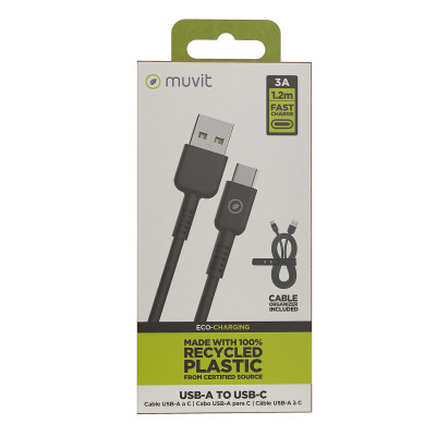 USB to Lightning Cable Muvit for Change Black 1,2 m