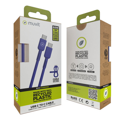 USB-C to USB-C Cable Muvit for Change Blue 1,2 m