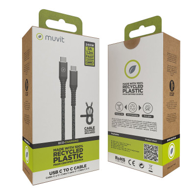 USB-C to USB-C Cable Muvit for Change Black 1,2 m