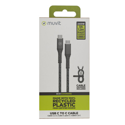 USB-C to USB-C Cable Muvit for Change Black 1,2 m