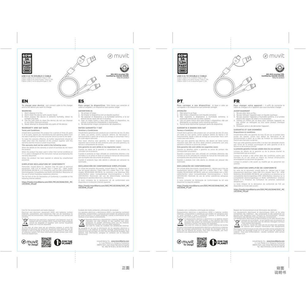 USB-C Cable Muvit for Change Black