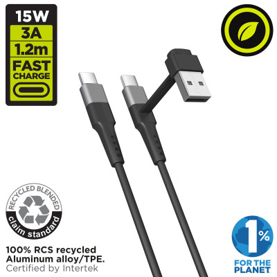 USB A to USB-C Cable Muvit for Change Black
