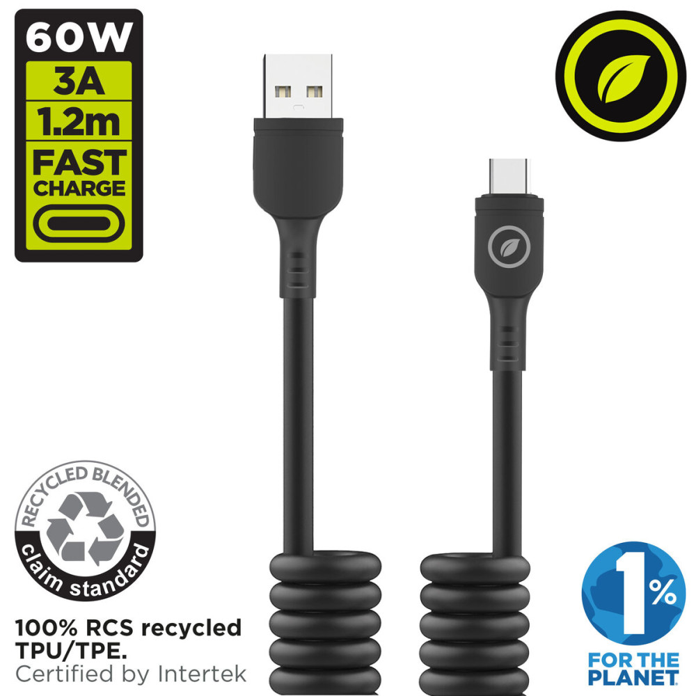 USB A to USB-C Cable Muvit for Change Black