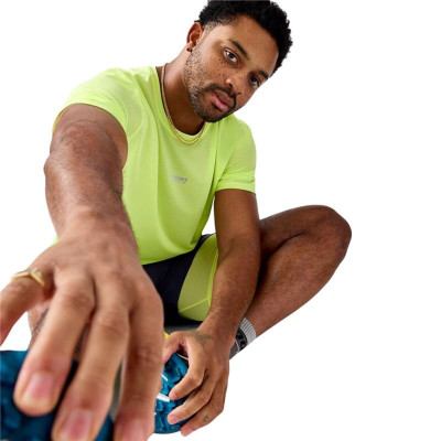 Men’s Short Sleeve T-Shirt Brooks High Point Sleeve 2.0 Yellow