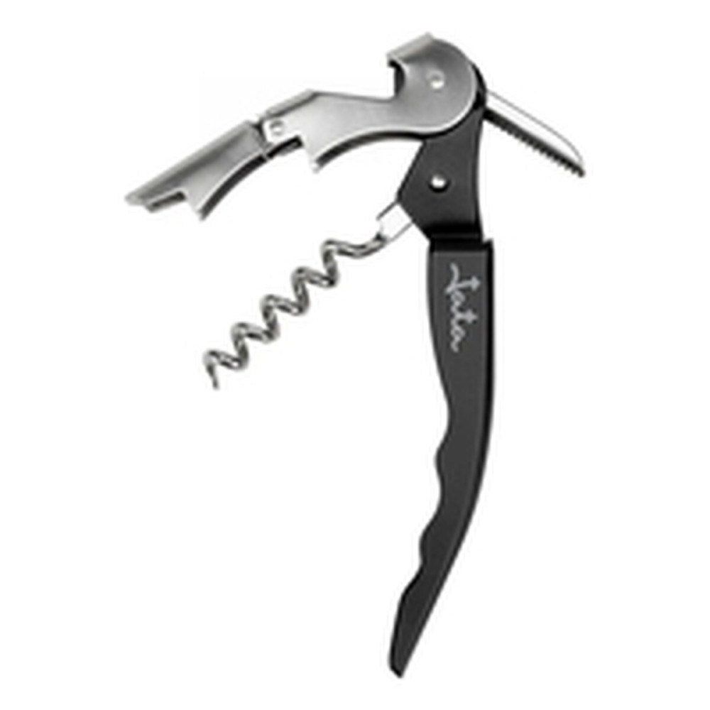 Bottle Opener with Corkscrew JATA Black Stainless steel