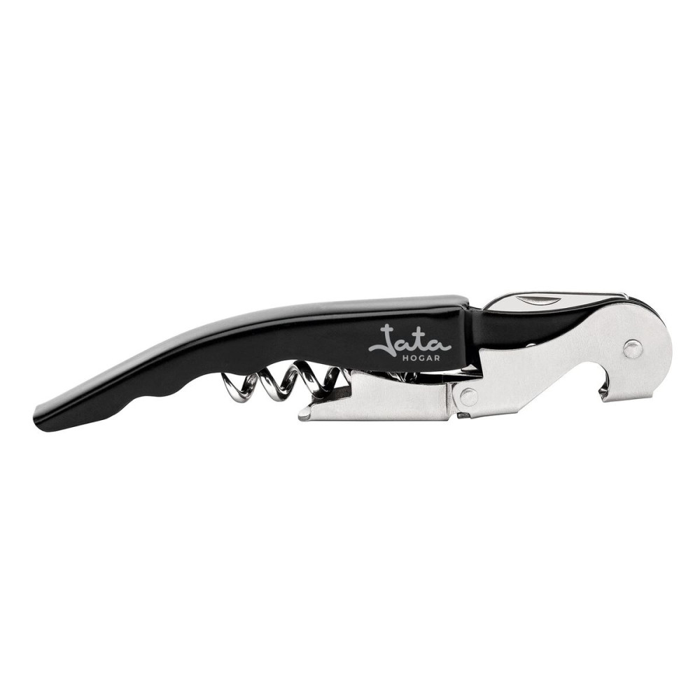 Bottle Opener with Corkscrew JATA Black Stainless steel