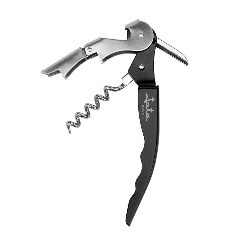 Bottle Opener with Corkscrew JATA Black Stainless steel