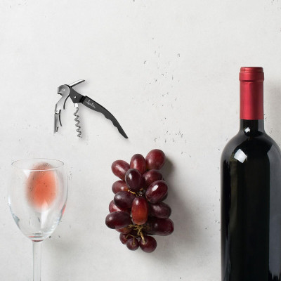 Bottle Opener with Corkscrew JATA Black Stainless steel