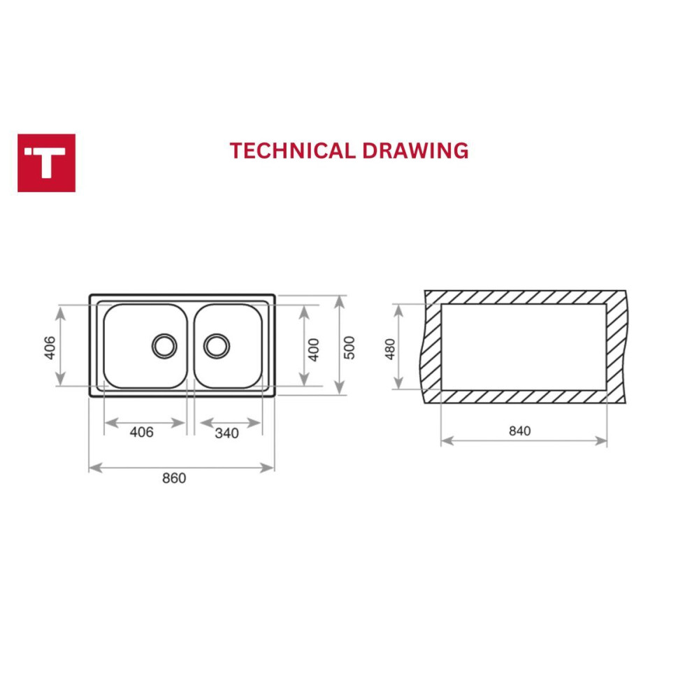 Sink with Two Basins Teka CLASSIC2C86REV
