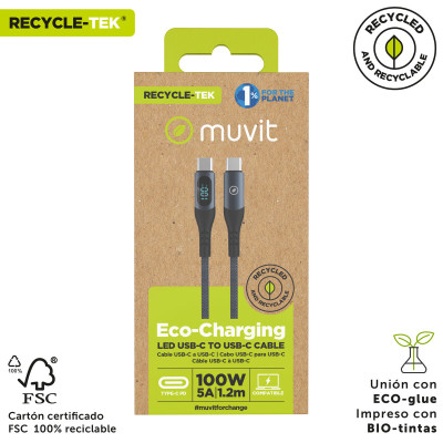 USB-C to USB-C Cable Muvit MC147-R-A Grey
