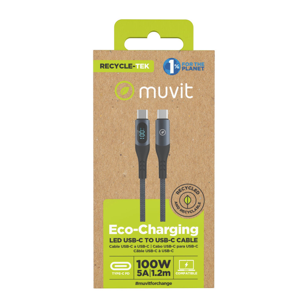 USB-C to USB-C Cable Muvit MC147-R-A Grey