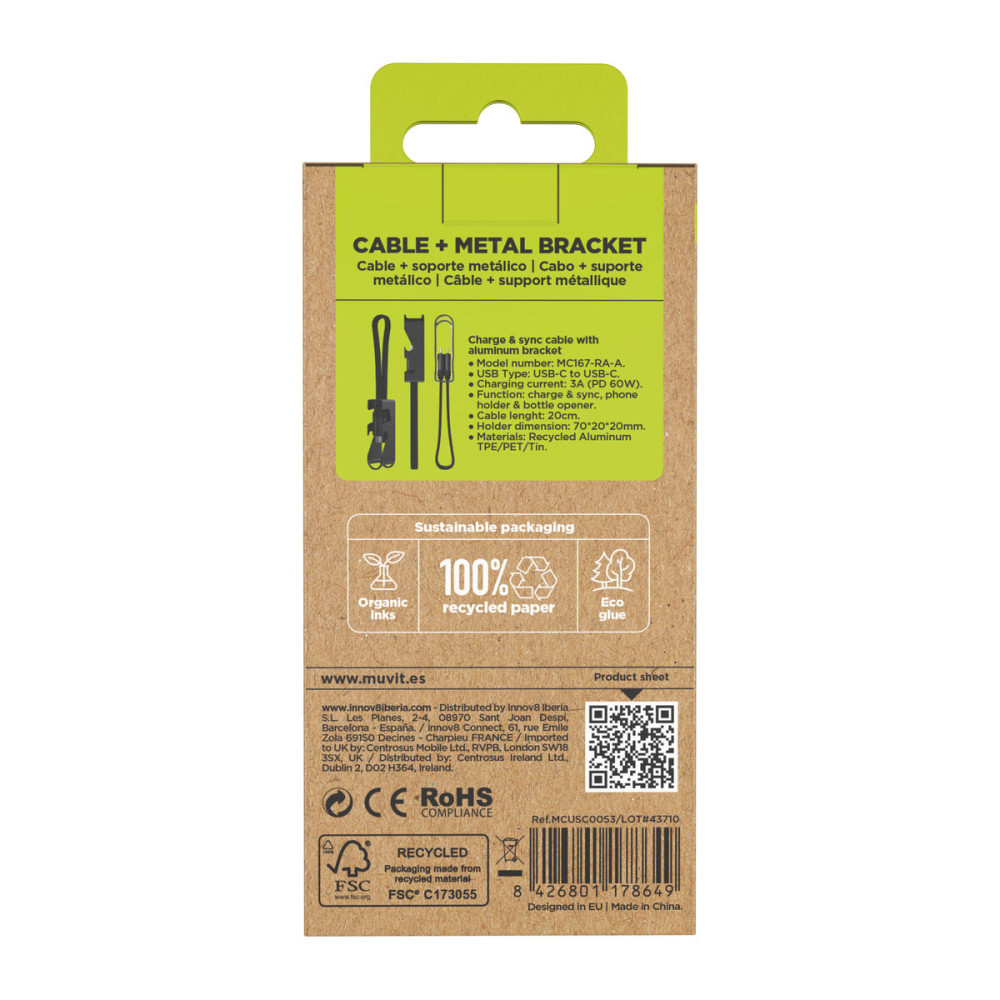 USB Cable Muvit MC167-RA-A Black