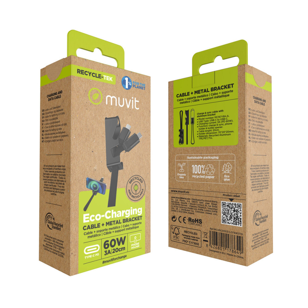 USB Cable Muvit MC167-RA-A Black