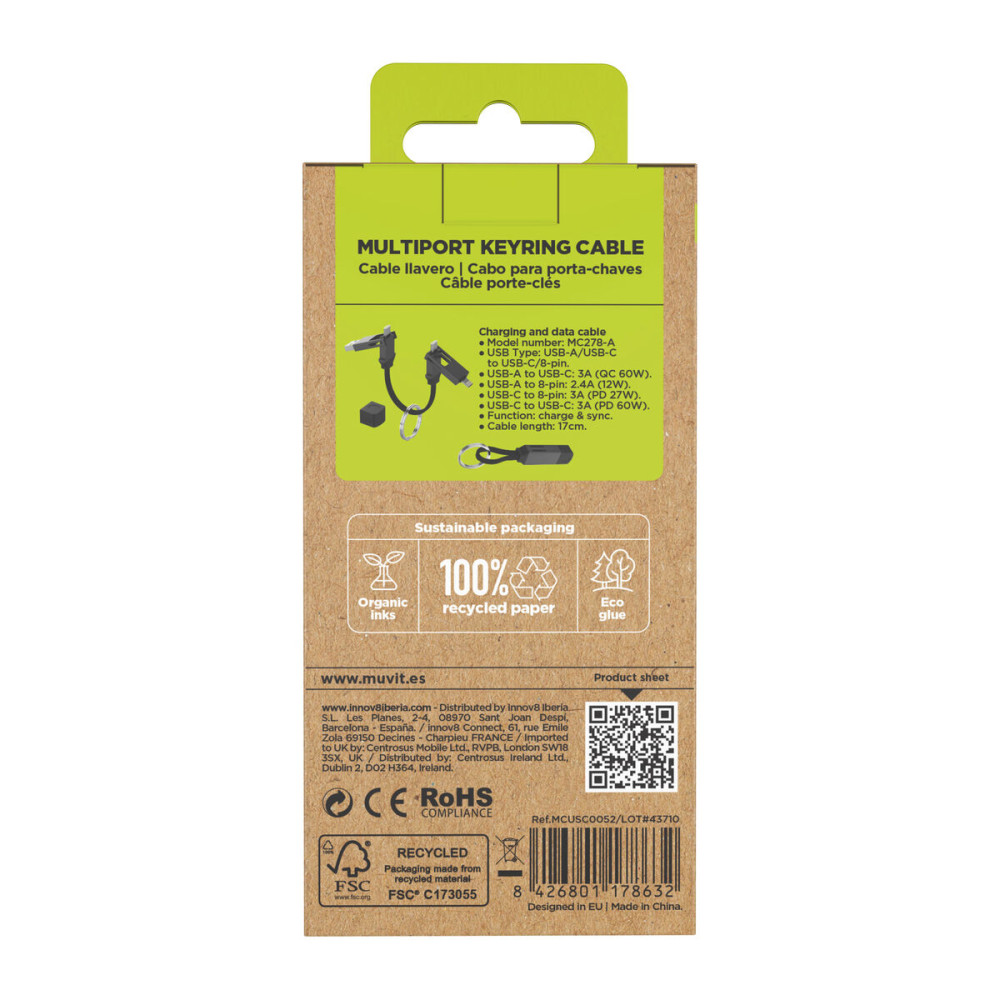 USB Cable Muvit MC278-A Black