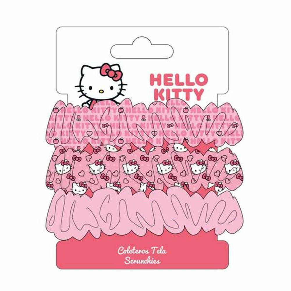 Rubber Hair Bands Hello Kitty Fuchsia 3 Pieces