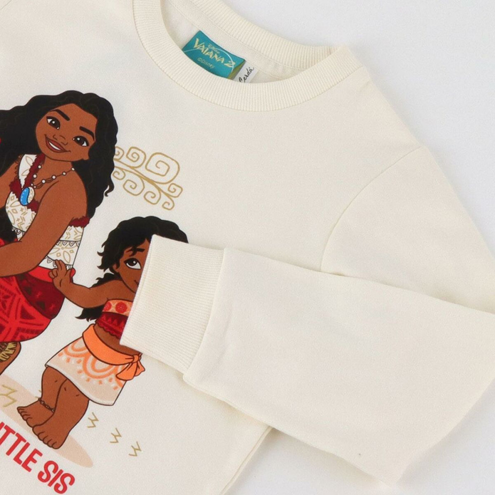 Hooded Sweatshirt for Girls Stitch Moana Beige
