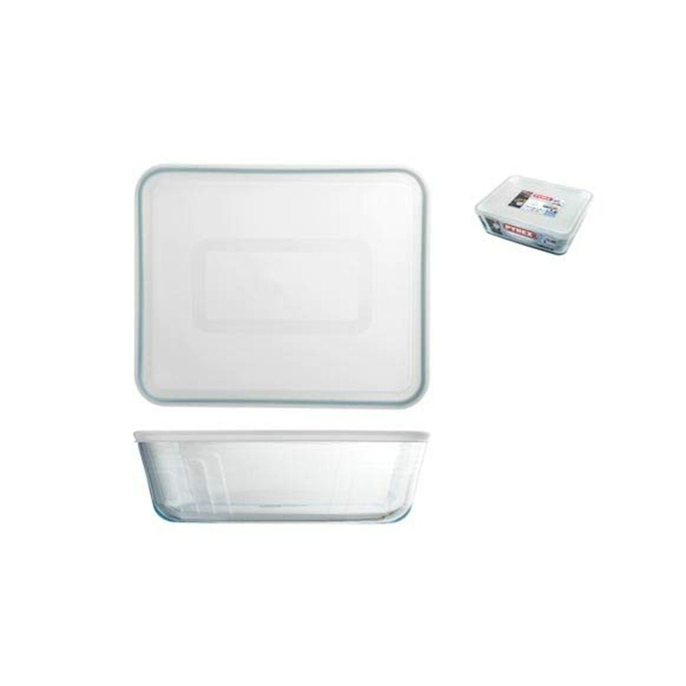 Food Preservation Container Pyrex White Black Transparent Clear Rectangular