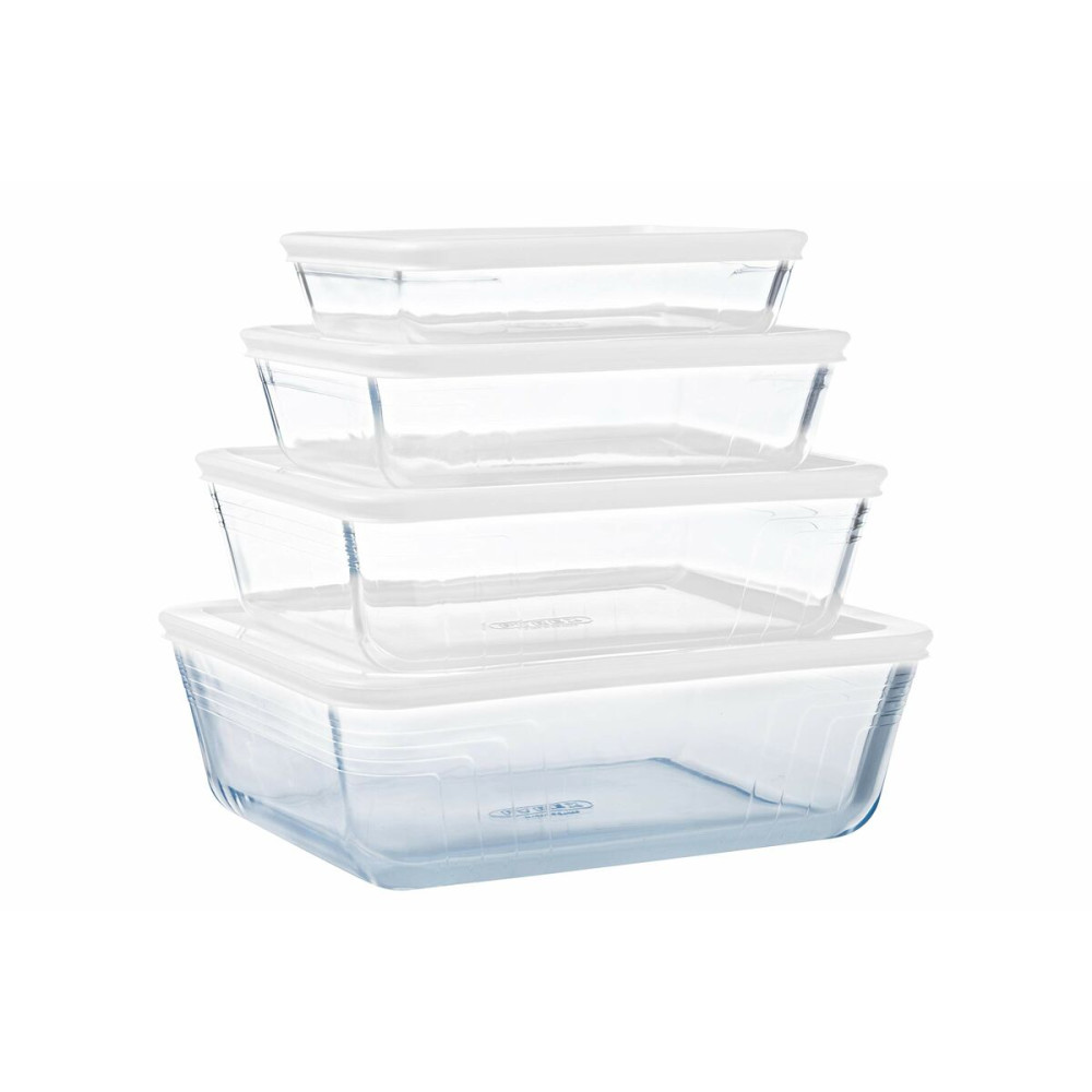 Food Preservation Container Pyrex White Black Transparent Clear Rectangular