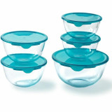 Set of lunch boxes Pyrex Transparent Turquoise 5 Pieces